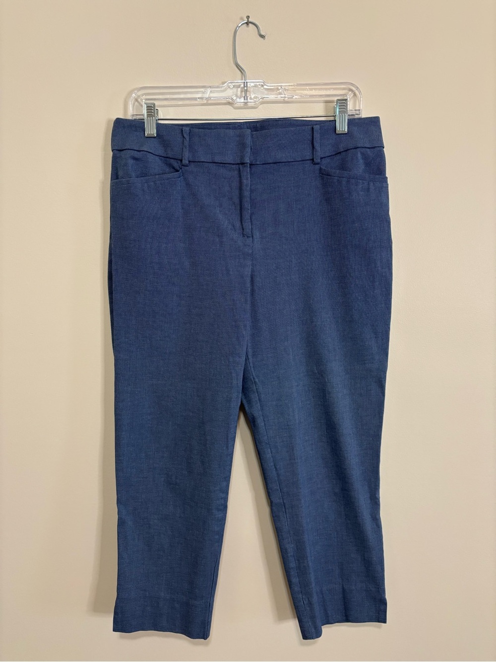 LOFT Navy Tailored High-Rise Cropped Pants - Picture 3 of 6